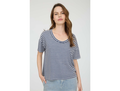 Blu Pepper Women's Acid Washed Striped Tee