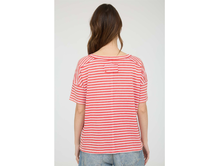 Blu Pepper Women's Acid Washed Striped Tee