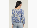 Nostalgia Women's Tie Neck Surplice Peasant Top