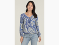 Nostalgia Women's Tie Neck Surplice Peasant Top