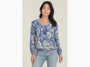 Nostalgia Women's Tie Neck Surplice Peasant Top