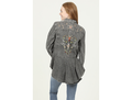 Nostalgia Women's Floral Embroidered Back Denim Shirt