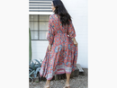 Nostalgia Women's Side Tie Dolman Sleeve Maxi Dress