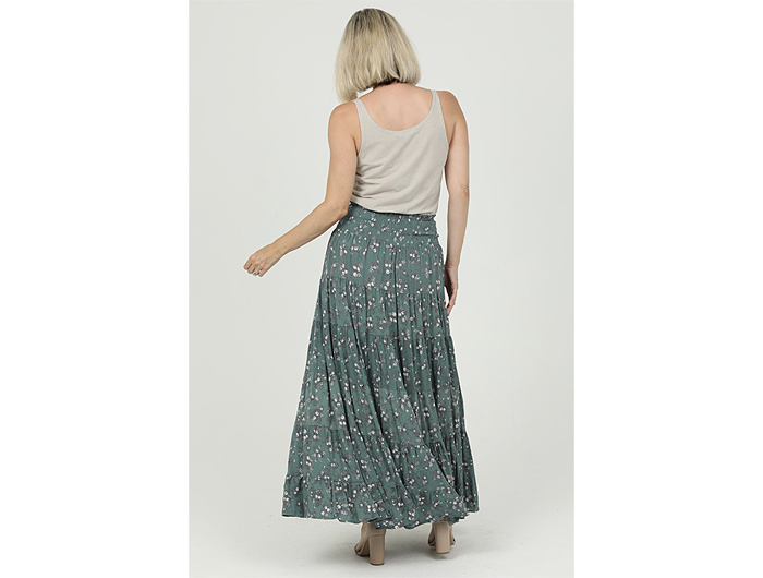 Nostalgia Women's Smocked Waist Tiered Maxi Skirt