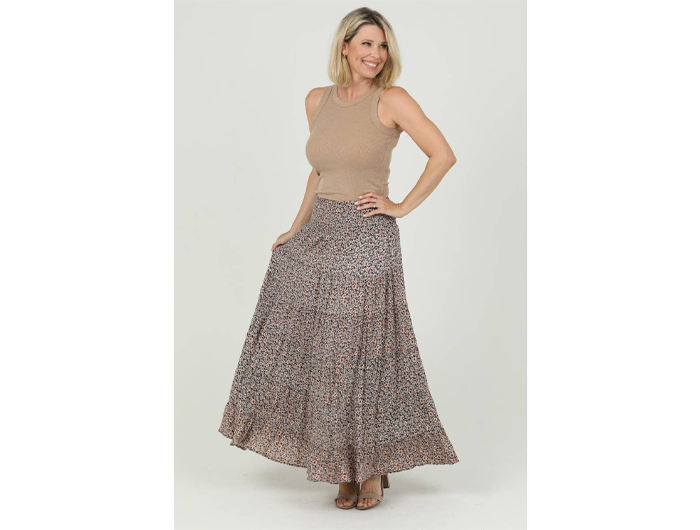 Nostalgia Women's Smocked Waist Tiered Maxi Skirt