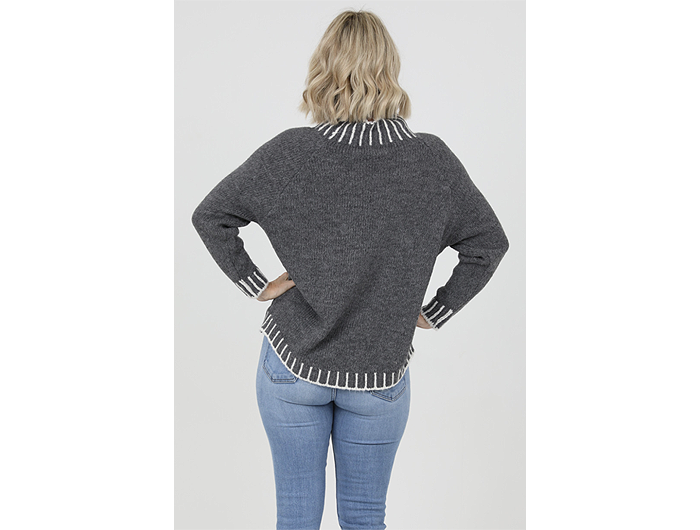 Nostalgia Women's One Size Contrast Stitch Sweater