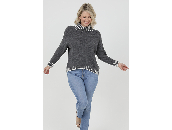 Nostalgia Women's One Size Contrast Stitch Sweater