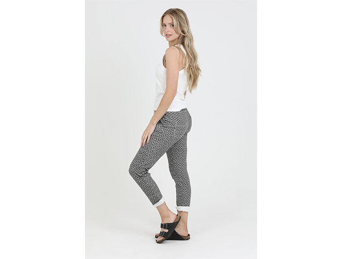 Nostalgia Women's Tile Print Elastic Waist Knit Jogger