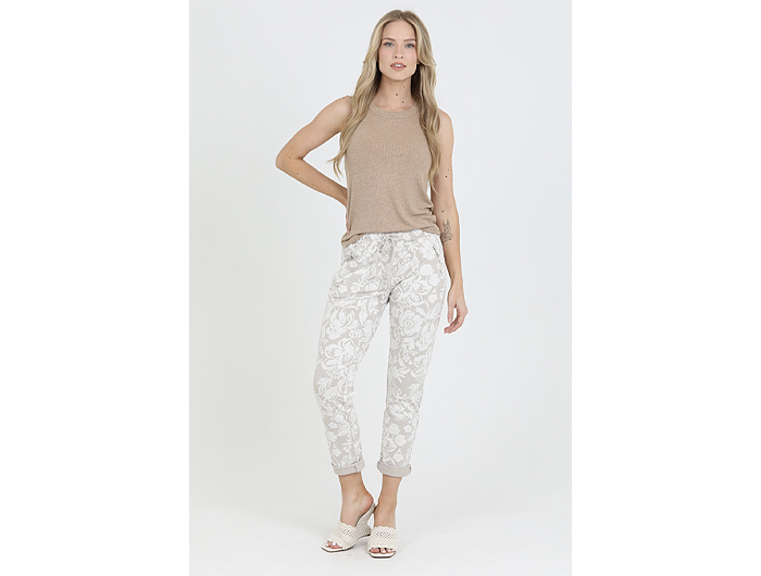 Nostalgia Women's Floral Elastic Waist Knit Jogger