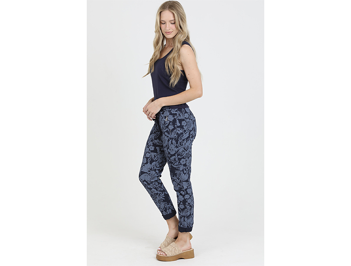 Nostalgia Women's Floral Elastic Waist Knit Jogger