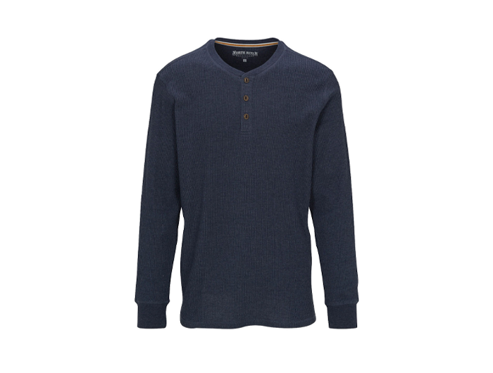 North River Men's 3 Button Heathered Waffle Henley
