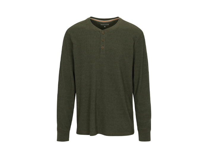 North River Men's 3 Button Heathered Waffle Henley