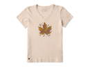 Life is Good Women's Crusher Vee - Patchwork Doodle Leaf