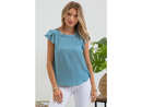 Blu Pepper Women's Short Tulip Sleeve Woven Top