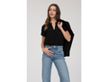 Blu Pepper Women's Lace Inset Split Neck Blouse