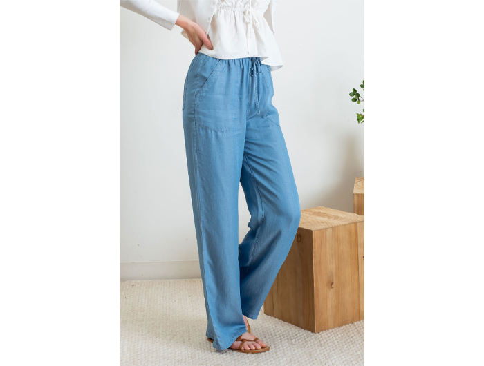 Blu Pepper Women's High Waisted Chambray Lounge Pant