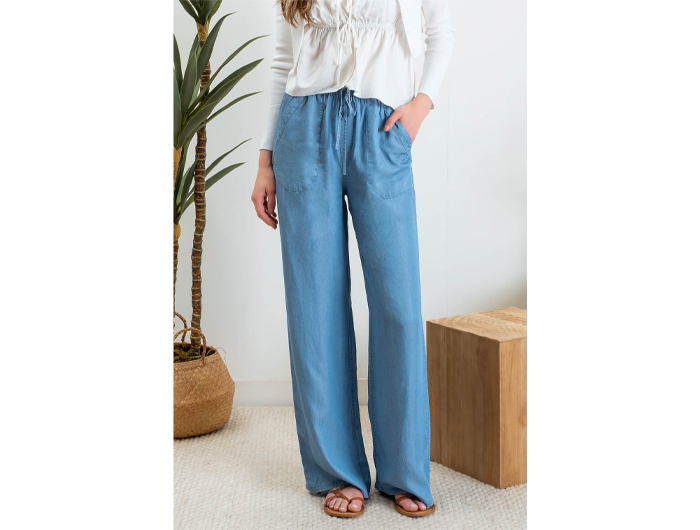 Blu Pepper Women's High Waisted Chambray Lounge Pant