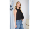 Blu Pepper Women's Double Tie Neck Pintuck Sleeveless Top