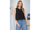 Blu Pepper Women's Double Tie Neck Pintuck Sleeveless Top