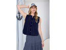 Blu Pepper Women's Lace Trim Button Front Eyelet Sleeveless Top
