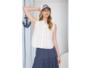 Blu Pepper Women's Lace Trim Button Front Eyelet Sleeveless Top