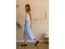 Blu Pepper Women's Side Slit Bias Cut Midi Skirt