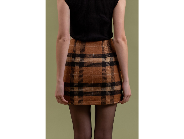 Blu Pepper Women's Faux Wool Plaid Skirt