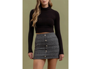 Blu Pepper Women's Button Front Tweed Mini Skirt