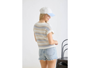 Blu Pepper Women's Multi Stripe Short Sleeve Sweater