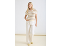 Blu Pepper Women's Multi Stripe Short Sleeve Sweater
