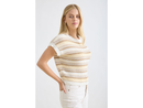 Blu Pepper Women's Multi Stripe Short Sleeve Sweater