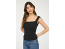 Blu Pepper Women's Ruched Side Square Neck Tank Top