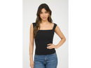 Blu Pepper Women's Ruched Side Square Neck Tank Top