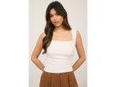Blu Pepper Women's Ruched Side Square Neck Tank Top