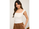 Blu Pepper Women's Ruched Side Square Neck Tank Top