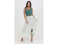 Angie Women's Drawstring Waist Slit Leg Maxi Skirt