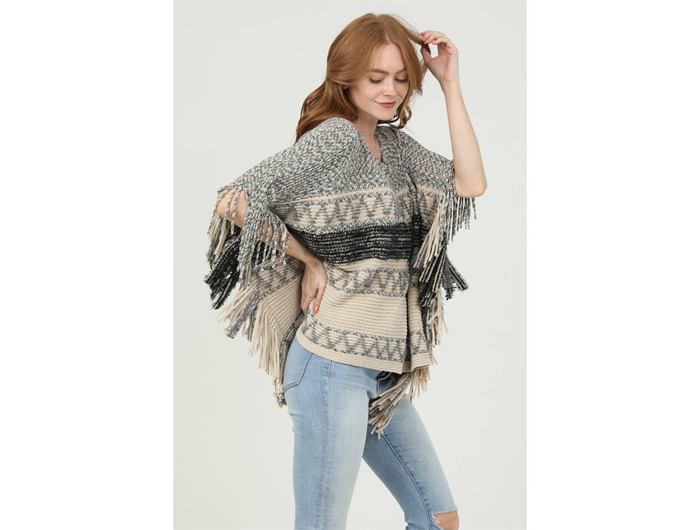 Angie Women's Side Fringe Sweater Poncho