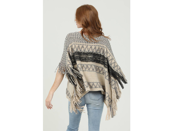 Angie Women's Side Fringe Sweater Poncho