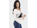 Angie Women's Bell Sleeve Crochet Cropped Cardigan
