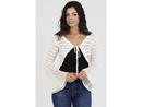 Angie Women's Bell Sleeve Crochet Cropped Cardigan