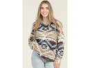 Angie Women's Aztec V-Neck Chunky Knit Sweater