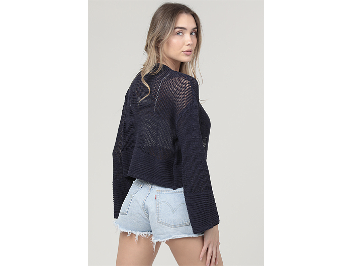 Angie Women's Sheer Knit Open Front Cropped Cardigan