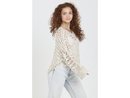 Angie Women's Open Knit Crochet V-Neck Sweater