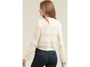 Angie Women's Lacy Crochet Button Front Cardigan