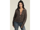 Angie Women's Fold Neck Full Zip Sweater