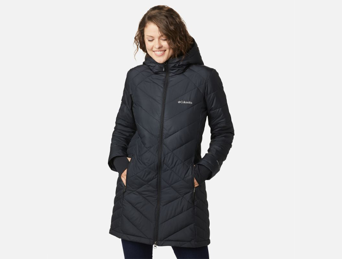 Columbia women's heavenly long hooded jacket black medium outlet
