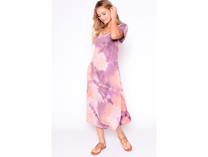 Chris & Carol Women's Tie Dye Maxi Shirt Dress