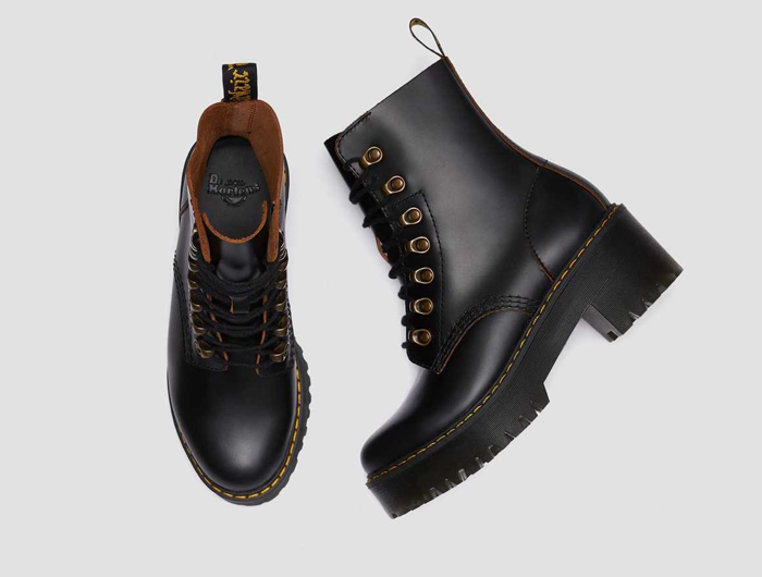 Dr. Martens Women s Leona Vintage Smooth Leather Heeled Boots