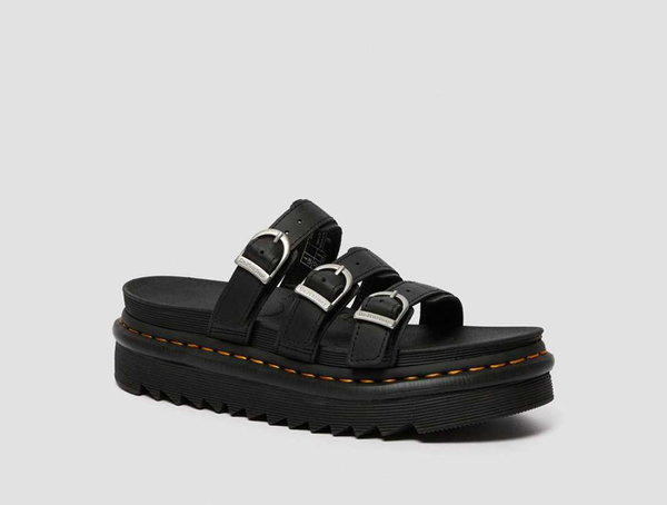 Dr.Martens|SANDALS (Blaire Slide BLACK HYDRO LEATHER (2 Dr. Martens Women's Blaire Leather Slide Sandals