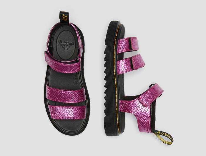 Dr. Martens Junior Klaire Reptile Emboss Leather Strap Sandals